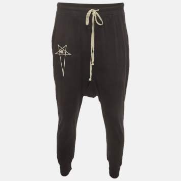 Pre Owned Rick Owens x Champion Black Cotton Drawstring Prisoner Sweatpants M