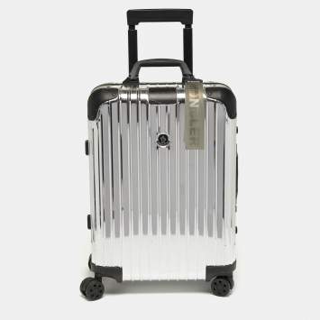 Pre Owned Rimowa x Moncler Silver Mirrored Aluminium Cabin Suitcase