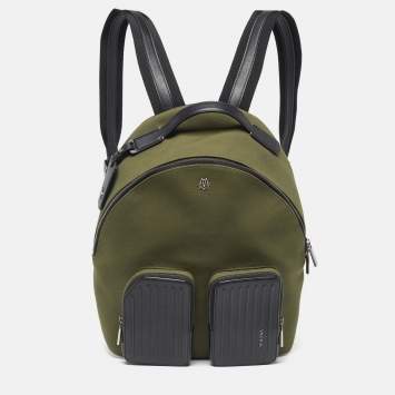 Pre Owned Rimowa Never Still Olive Green/Black Canvas and Leather Backpack