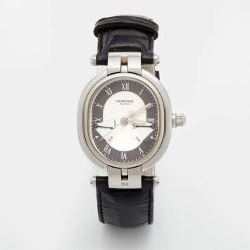 Pre Owned Roberge Silver Grey Stainless Steel Andromede II Double Reserve De Marche 10112400 Men's Wristwatch 33 mm