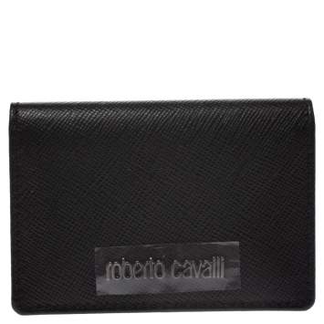 Pre Owned Roberto Cavalli Black Leather Card Holder