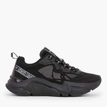 Pre Owned Roberto Cavalli Black Nylon/Leather Halvin Transparent Panels Sneakers Size EU 41