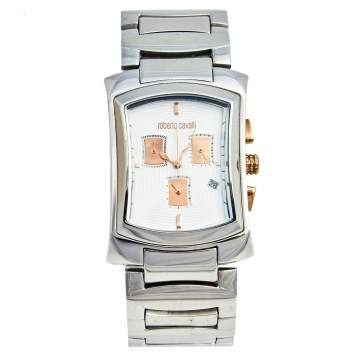 مملوكة مسبقًا Roberto Cavalli White Stainless Steel Tomahawk R7253900015 Men's Wristwatch 31 mm