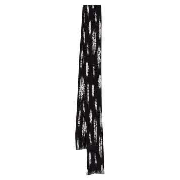 Pre Owned Roberto Cavalli Black Plumage Print Silk Scarf