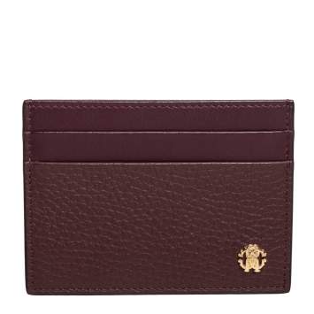 Pre Owned Roberto Cavalli Burgundy Leather Card Holder