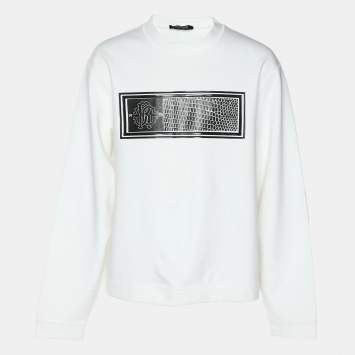 Roberto Cavalli Off White Jersey Logo Sweatshirt L