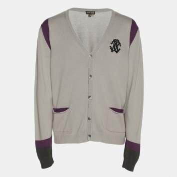 مملوكة مسبقًا Roberto Cavalli Tri Color Rib Knit Cardigan M