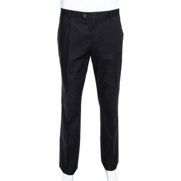 Pre Owned Roberto Cavalli Black Stretch Cotton Straight Fit Trousers XL