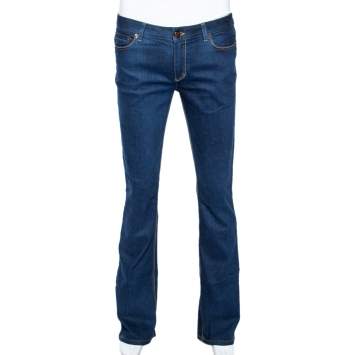 Pre Owned Roberto Cavalli Indigo Denim Embroidered Pocket Detail Straight Fit Jeans S 