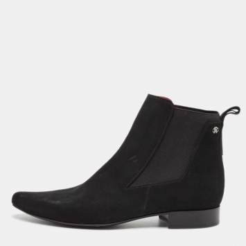Pre Owned Roberto Cavalli Black Suede Ankle Length Boots Size 42
