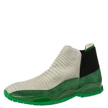 مملوكة مسبقًا Roberto Cavalli Multicolor Suede and Elastic Fabric High Top Sneakers Size 44