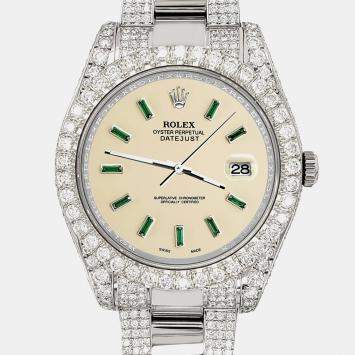 Rolex Custom 10.3CT Diamond Stainless Steel Datejust II 116300 Automatic Men's Wristwatch 41 mm