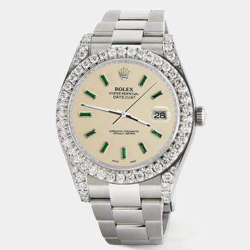 Rolex Custom 4.4CT Diamond Stainless Steel Datejust II 126300 Automatic Men's Wristwatch 41 mm