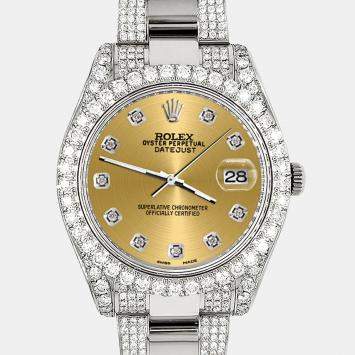 Rolex Custom Champagne 4.5ct Diamond Stainless Steel Datejust II 116300 Automatic Men's Wristwatch 41 mm