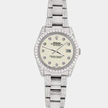 Rolex Custom 5.9CT Diamond Stainless Steel Datejust 116200 Automatic Men's Wristwatch 36 mm