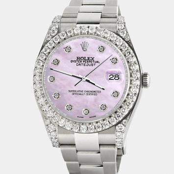 Rolex Custom Pink 4.5ct Diamond Stainless Steel Datejust II 116300 Automatic Men's Wristwatch 41 mm
