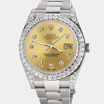 Rolex Custom Champagne 4.5ct Diamond Stainless Steel Datejust II 116300 Automatic Men's Wristwatch 41 mm