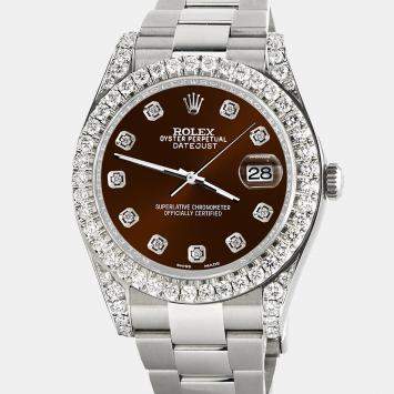 Rolex Custom Chocolate 4.5ct Diamond Stainless Steel Datejust II 116300 Automatic Men's Wristwatch 41 mm