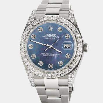Rolex Custom Black 4.5ct Diamond Stainless Steel Datejust II 116300 Automatic Men's Wristwatch 41 mm