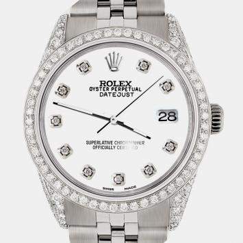 Rolex Custom White 2.85CT Diamond Stainless Steel Datejust  Automatic Men's Wristwatch 36mm