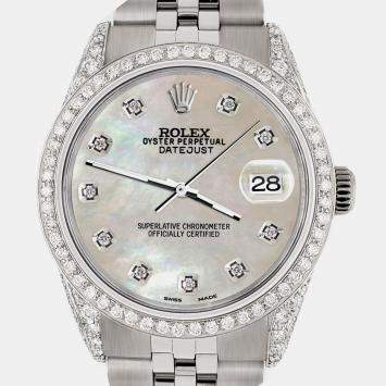Rolex Custom Champagne MOP 2.85CT Diamond Stainless Steel Datejust  Automatic Men's Wristwatch 36mm