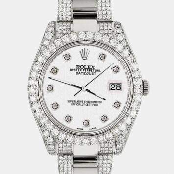 Rolex Custom White 8.3CT Diamond Stainless Steel Datejust II 116300 Automatic Men's Wristwatch 41mm