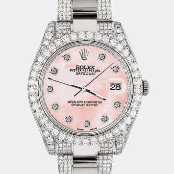 Rolex Custom Royal Pink MOP 8.3CT Diamond Stainless Steel Datejust II 116300 Automatic Men's Wristwatch 41mm