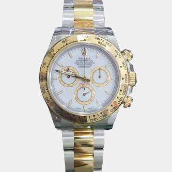 Pre Owned Rolex White Yellow Gold Oystersteel golden Counter Ring Oyster Cosmograph Daytona Men's Wristwatch 40 MM