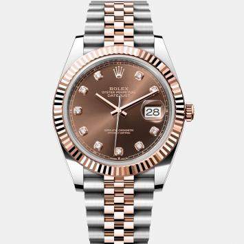 Pre Owned Rolex Datejust 126331-0004 Automatic Chocolate Diamond 18K Rose Gold Stainless Steel Men’s Wristwatch 41 mm
