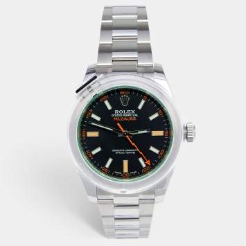 Pre Owned Rolex Black Stainless Steel Milgauss M116400GV-0001 Men's Wristwatch 40 mm