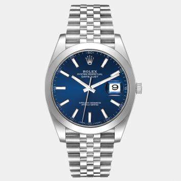 Pre Owned Rolex Blue Stainless Steel Datejust 126300 Men's Wristwatch 41 mm