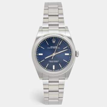 Pre Owned Rolex Blue Oystersteel Oyster Perpetual M114300-0003 Men's Wristwatch 39 mm