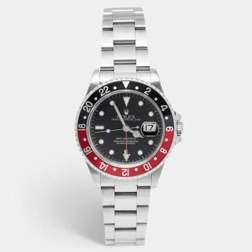 Pre Owned Rolex Black Stainless Steel GMT-Master II 'Coke' 16710 Men's Wristwatch 40 mm