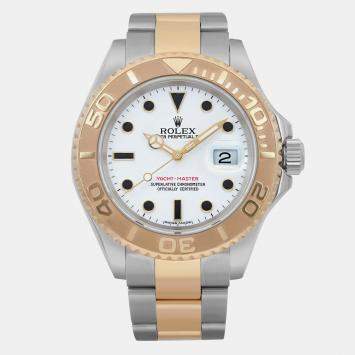 Rolex White 18k Yellow Gold Stainless Steel Yacht-Master 16623 Automatic Men's Wristwatch 40 mm
