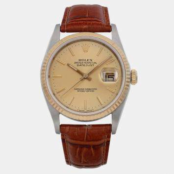Pre-Owned Rolex Datejust 18K Yellow Gold Steel Champagne Wristwatch 36 mm