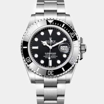 Pre Owned Rolex Black Stainless Steel Submariner Automatic Men's Wristwatch 41 mm