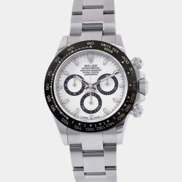 Rolex White Stainless Steel Cosmograph Daytona Automatic Men's Wristwatch 40 mm