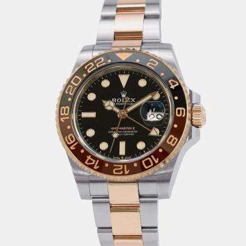 Rolex Black 18k Rose Gold Stainless Steel GMT-Master II Automatic Men's Wristwatch 40 mm