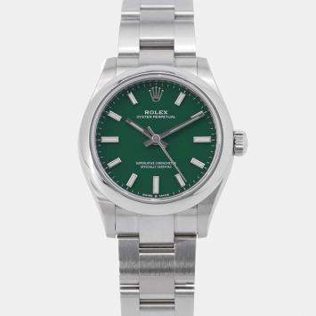 Rolex Green Stainless Steel Oyster Perpetual 277200 Automatic Men's Wristwatch 31mm