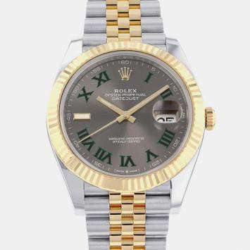 Rolex Grey 18k Yellow Gold Stainless Steel Datejust 126333 Automatic Men's Wristwatch 41mm