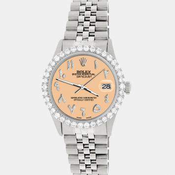 Rolex Custom Mustard 3.35CT Diamond Stainless Steel Datejust  Automatic Men's Wristwatch 36MM
