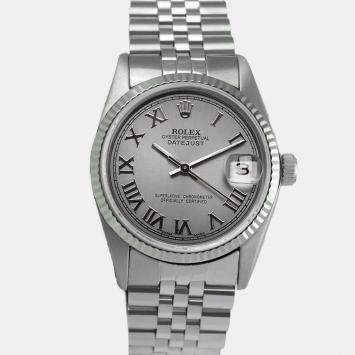 Rolex Grey Stainless Steel Datejust 16030 Automatic Men's Wristwatch 36mm