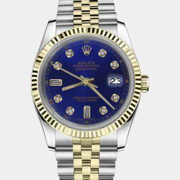 Rolex Customised Blue Diamond 18K Yellow Gold Datejust 16013 Automatic Men's Wristwatch 36mm
