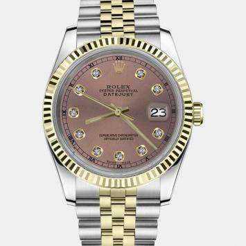 Rolex Customised Salmon Diamond Stainless Steel Datejust 16013 Automatic Men's Wristwatch 36mm