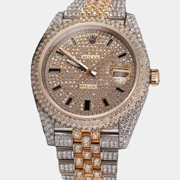 Rolex Customised 30.00CT Diamond 18K Yellow Gold Date 126333 Automatic Men's Wristwatch 41mm