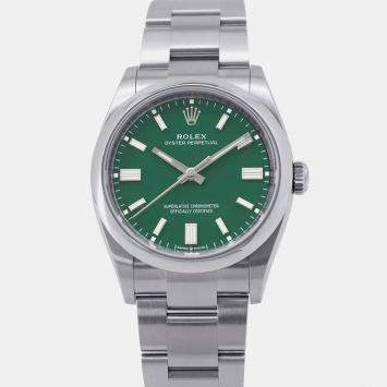 Rolex Green Stainless Steel Oyster Perpetual 126000 Automatic Men's Wristwatch 36 mm