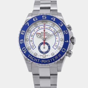 Rolex White Stainless Steel Yacht-Master II 116680 Automatic Men's Wristwatch 44 mm