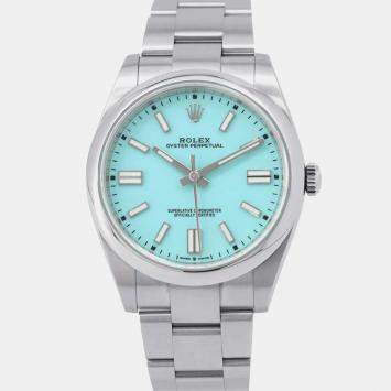 Rolex Turquoise Stainless Steel Oyster Perpetual 124300 Automatic Men's Wristwatch 41 mm