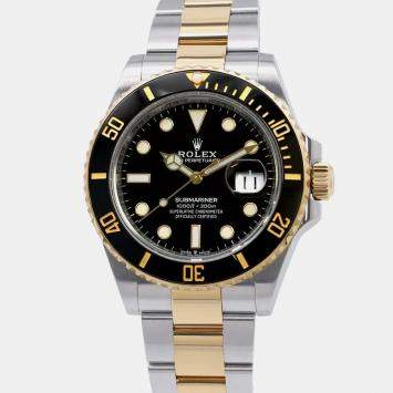 Rolex Black 18k Yellow Gold Stainless Steel Submariner 126613LN Automatic Men's Wristwatch 41 mm