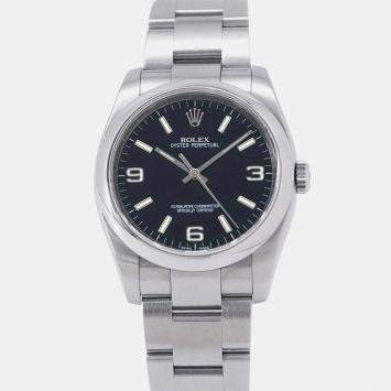 Rolex Black Stainless Steel Oyster Perpetual Automatic Men's Wristwatch 36 mm